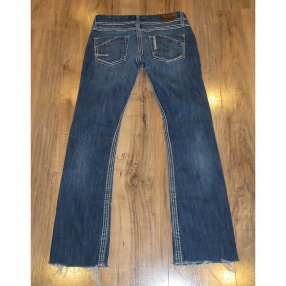 BKE Stella Jeans Blue Jeans 27R Rise 6  Embroidered and Rhinestones - Picture 2 of 7